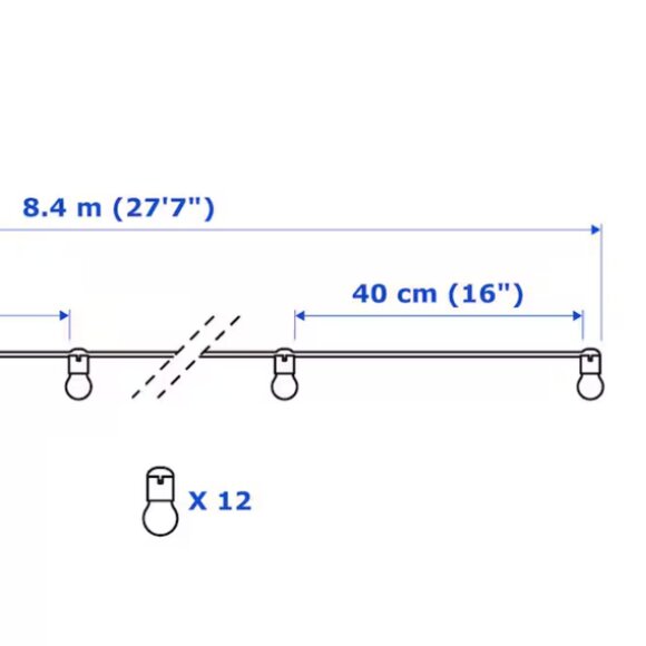 NEW! IKEA SVARTRÅ LED string light (12 lights) Black/for Outdoor or Indoor - Picture 7 of 9